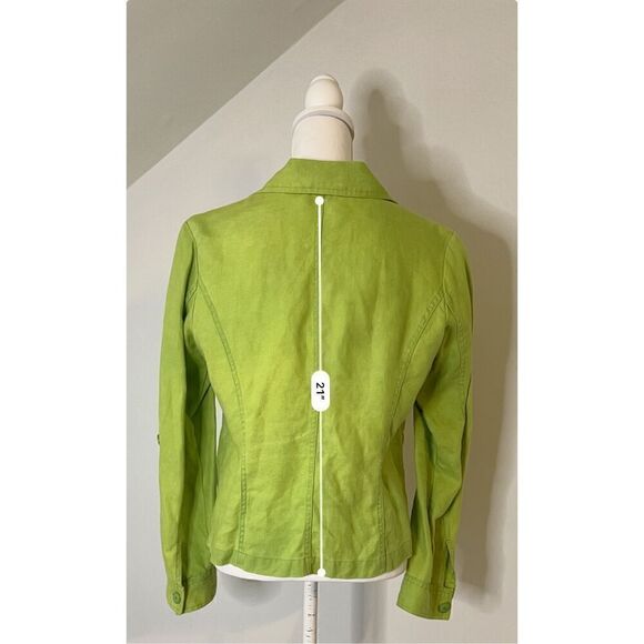 Women’s 100% Linen Button Down Green Cardigan/Jacket Medium - Picture 5 of 9